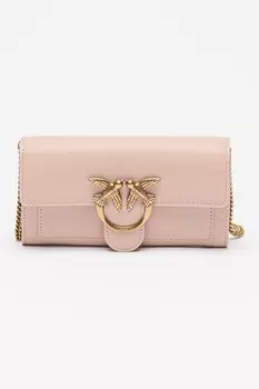 Кожаная сумка Love One с металлическим логотипом Pinko, розовый