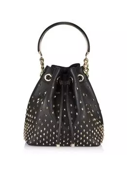 Кожаная сумка-мешок Bon Bon с заклепками Jimmy Choo, черный