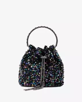 Кожаная сумка-мешок с пайетками Alma en Pena, разноцветные