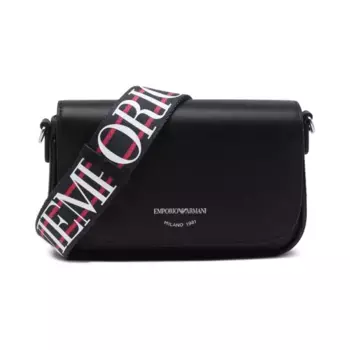 Кожаная сумка-мессенджер Emporio Armani, черный
