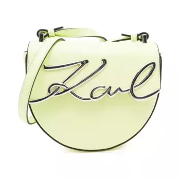 Кожаная сумка-мессенджер k/signature sm Karl Lagerfeld, зеленый