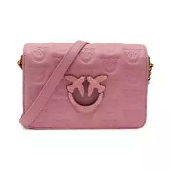 Кожаная сумка-мессенджер Love Click Mini Lo Pinko, розовый