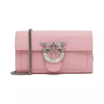 Кожаная сумка-мессенджер Love One Wallet c шелковой телёнкой Pinko, розовый