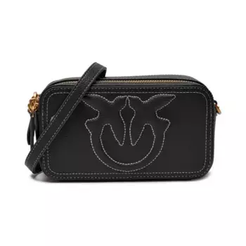 Кожаная сумка-мессенджер Pinko, черный