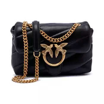 Кожаная сумка-мессенджер Pinko, черный