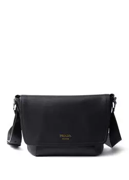 Кожаная сумка-мессенджер Prada, черный