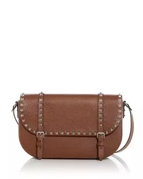 Кожаная сумка-мессенджер Rockstud Valentino Garavani, коричневый/бежевый