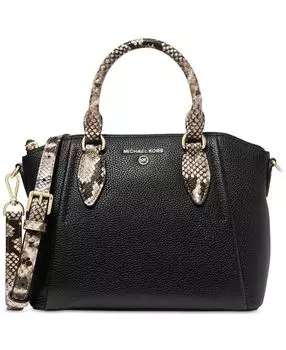 Кожаная сумка-мессенджер sienna среднего размера Michael Kors, черный