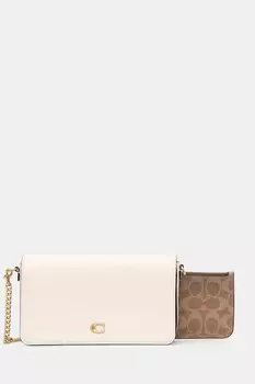 Кожаная сумка Mila Coach, бежевый