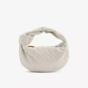 Кожаная сумка Mini Jodie Intrecciato с верхней ручкой Bottega Veneta, цвет chalk