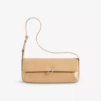 Кожаная сумка на плечо alix baguette с фирменным кольцом Claudie Pierlot, цвет bruns