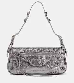 Кожаная сумка на плечо le cagole xs Balenciaga, серебро