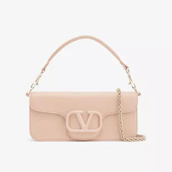Кожаная сумка на плечо Loc с бляшкой-логотипом Valentino Garavani, розовый