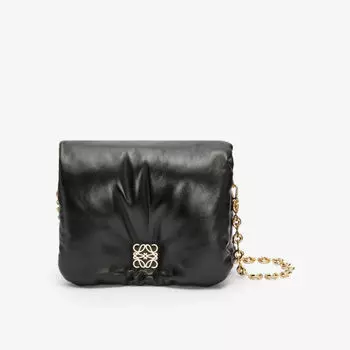 Кожаная сумка на плечо puffer goya с мягкой подкладкой Loewe, черный