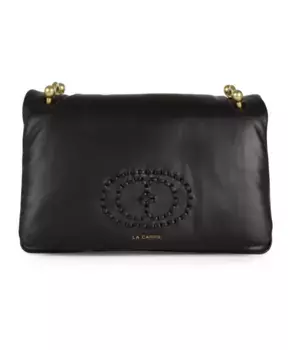 Кожаная сумка на плечо с плетеным логотипом La Carrie, черный