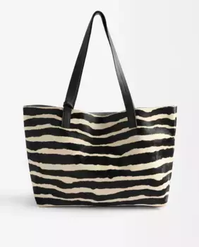 Кожаная сумка на плечо в стиле шоппер со съемной сумкой для туалетных принадлежностей и принтом животного принта Parfois, многоцветный