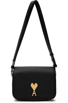 Кожаная сумка Paris Paris Ami Paris, черный