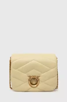 Кожаная сумка Pinko, бежевый