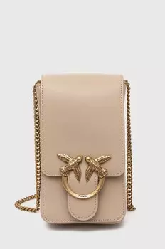 Кожаная сумка Pinko, бежевый
