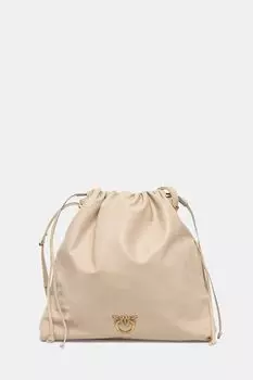 Кожаная сумка Pinko, бежевый