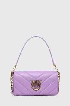 Кожаная сумка Pinko, фиолетовый