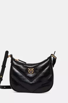 Кожаная сумка Pinko лакированная, черный