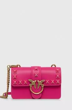 Кожаная сумка Pinko, розовый