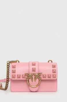 Кожаная сумка Pinko, розовый