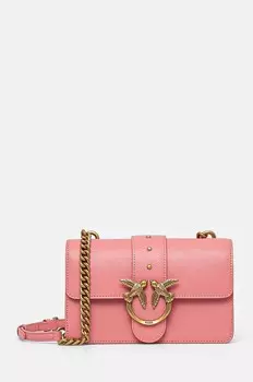 Кожаная сумка Pinko, розовый
