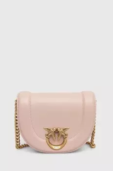 Кожаная сумка Pinko, розовый