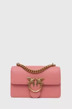 Кожаная сумка Pinko, розовый