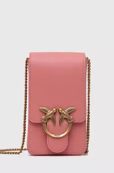 Кожаная сумка Pinko, розовый