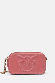 Кожаная сумка Pinko, розовый