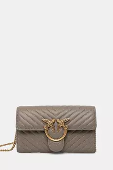 Кожаная сумка Pinko, серый