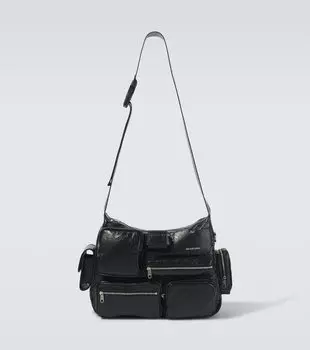 Кожаная сумка-почтальон Superbusy Balenciaga, черный