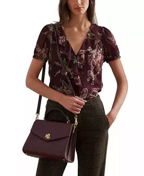 Кожаная сумка-портфель Farrah с тиснением Lauren Ralph Lauren, красный