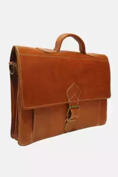 Кожаная сумка-портфель "Касабланка" Berber Leather, коричневый