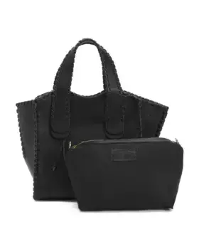 Кожаная сумка-портфель Made In Italy со стежками Cheval, цвет Nero