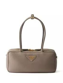 Кожаная сумка Prada с верхней ручкой, серый