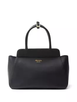 Кожаная сумка Prada среднего размера, черный