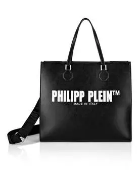 Кожаная сумка с большой ручкой Philipp Plein TM, черный