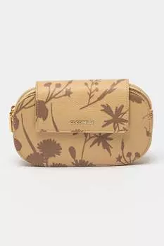 Кожаная сумка с цветочным узором Coccinelle, коричневый