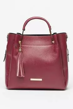 Кожаная сумка с декоративными кистями Chiara Canotti, бургундия