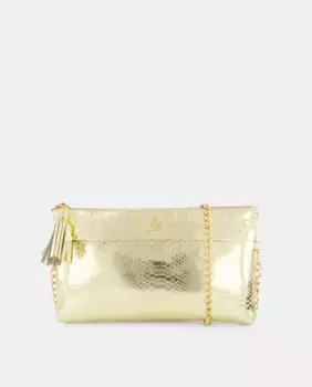 Кожаная сумка с гравировкой на цепочке Victorio & Lucchino, золотой