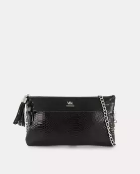 Кожаная сумка с гравировкой на цепочке Victorio & Lucchino, черный
