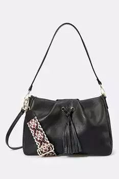 Кожаная сумка с кисточками Massimo Castelli, черный