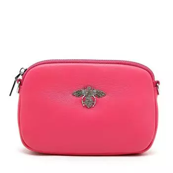 Кожаная сумка с кристаллами в виде пчелы PEACH ACCESSORIES, розовый