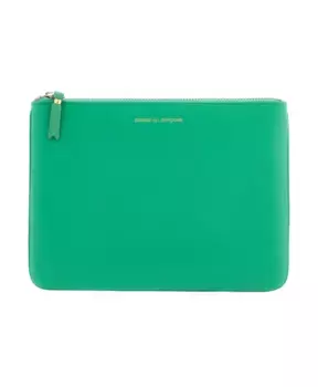 Кожаная сумка с ламинированным логотипом на молнии. Comme Des Garons, зеленый