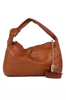 Кожаная сумка с логотипом Anna Morellini, коричневый