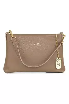 Кожаная сумка с логотипом Anna Morellini, коричневый